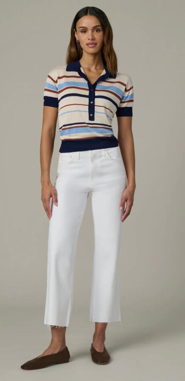 Joe's The Blake High Rise Wide Leg Crop White Jeans W30